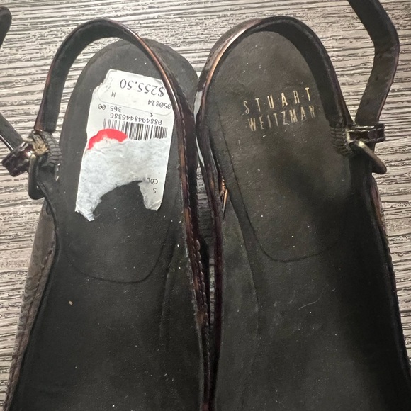 Stuart Weitzman Tortoiseshell Wedge Open-toed Shoes Size 7.5 - Picture 8 of 8